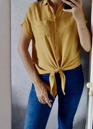 Рубашка блуза м кофточка горчичная new look