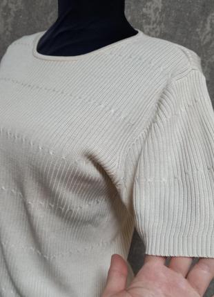 Джемпер, свитер с коротким рукавом шёлковый, 100% натуральный шёлк ,бежевый ,базовый, бренд marks &spencer.4 фото
