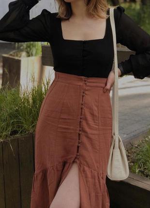 Льняная юбка pull &amp; bear