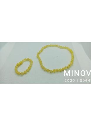 Комплект minov 0064 бусы браслет из янтаря для детей лечебные медовый оттенок