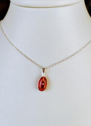 Кулон из янтаря minov 2153 с фианитом серия "рубин"