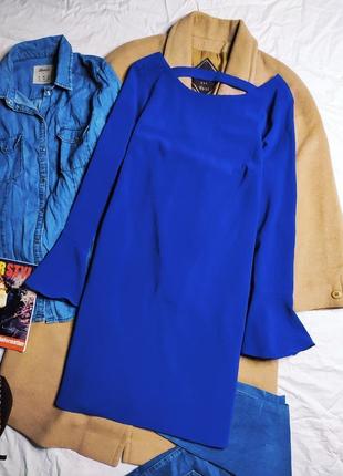 Dorothy perkins платье синее голубое электрик с рукавом классическое базовое