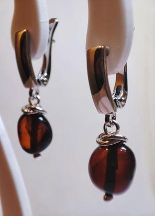 Серьги minov 2682 из натурального янтаря оттенок медовый