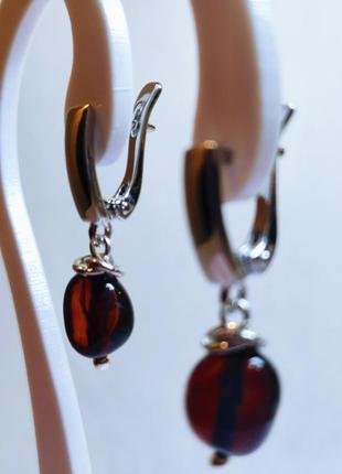 Серьги minov 2682 из натурального янтаря оттенок медовый