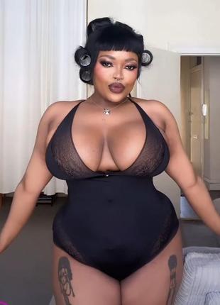 Черный боди  с открытым доступом, без рукавов lovehoney plus size