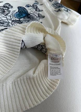 Майка американка в стиле dior кремовая белая с бабочками4 фото