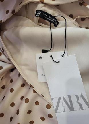 Бежевое сатиновое миди платте сарафан zara9 фото