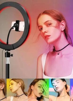 Кільцева світлодіодна лампа rgb 26 см із тримачем для телефону3 фото