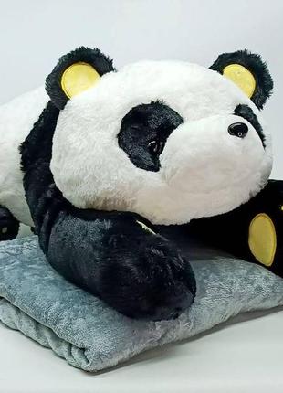 Мягкая игрушка yi wu jiayu 70см панда с пледом m16629