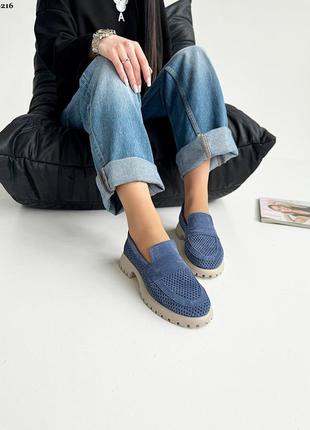 Літні жіночі замшеві лофери, туфлі4 фото