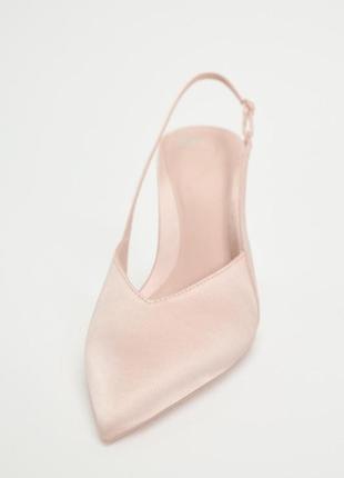 Стильні атласні туфлі на високих підборах рожеві zara зара3 фото