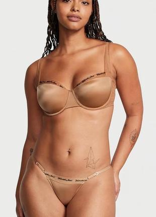 Комплект білизни базовий бежевий victoria’s secret (вікторія сікрет), оригінал