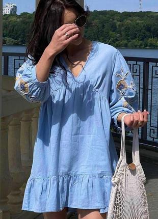 Платье вышиванка zara