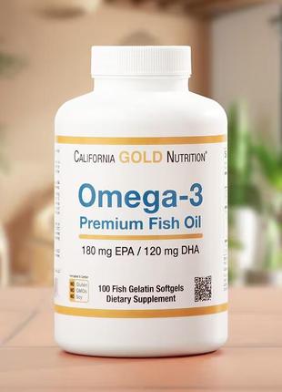 California gold nutrition, омега-3, риб’ячий жир преміальної якості, 100 капсул