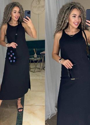 Жіноча сукня з приємного льону з розрізами 42-52 рр. женское платье сарафан, лён 04120 хм7 фото