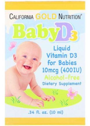 Витамин d3 д3 для дітей, 400 ме 10 мл california gold nutrition