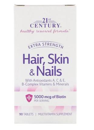 21st century вітаміни для волосся, шкіри та нігтів біотин 90 табл