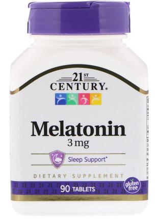 Мелатонін, 3 мг, 90 таблеток 21st century природний цикл сну
