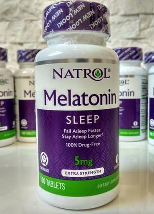 Мелатонін, 5 мг, 100 табл. поступового вивільнення, natrol, сша