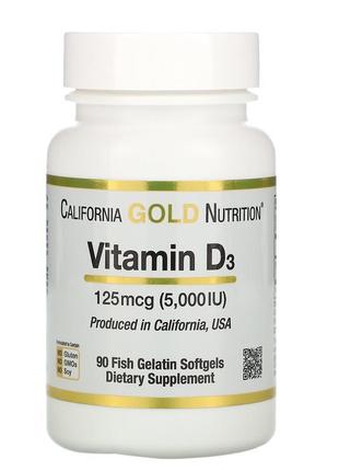 Вітамін d3, 5000 мо, 90капс California gold nutrition, вітамін d3 сша