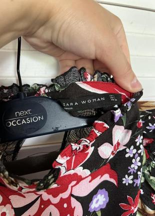 Блузка блуза zara зара с рюшками с рюшами и кружевом6 фото