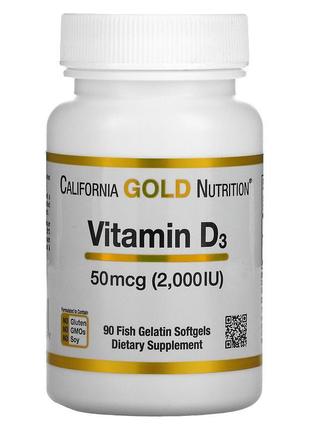 Вітамін d3, 2000 мо, 90 капс. california gold nutrition, сша