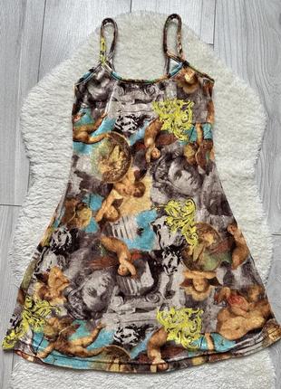 Сукня з картинами бароко велюрова плаття принт янголи
