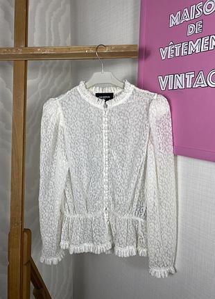 The kooples блуза сорочка леопардова прозора з рюшами з велюровими гудзиками