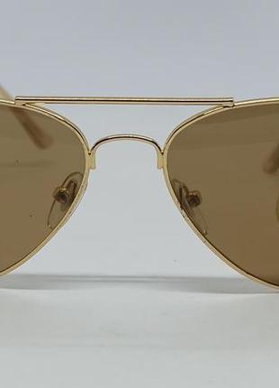 Очки в стиле ray ban aviator капли унисекс солнцезащитные коричневые в золотом металле линзы стекло