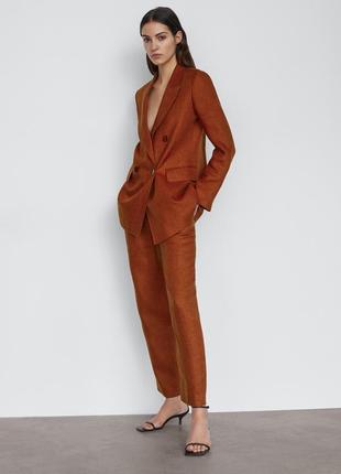 Льняной брючный костюм ф.massimo dutti р.38