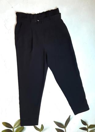 🎁1+1=3 стильні насичено-чорні завужені брюки штани висока посадка new look, розмір 48 - 502 фото