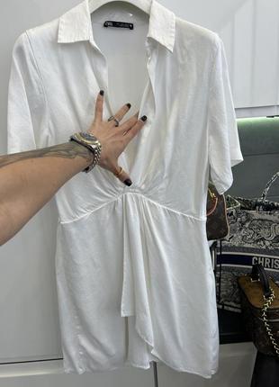 Біла атласна шовкова сукня віскоза zara в білизняному піжамному стилі