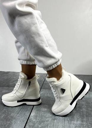 Кроссовки зимние на платформе со скрытой танкеткой