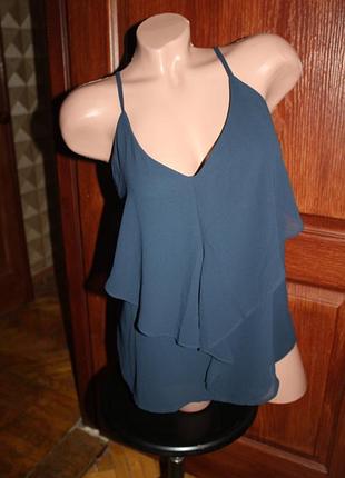 Майка на тонких бретелях синя vila clothes
