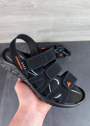 Мужские кожаные черные сандалии