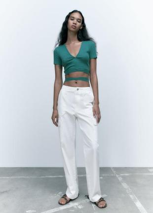 Топ в рубчик із зав'язками zara