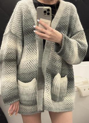 Вязаный кардиган с поясом