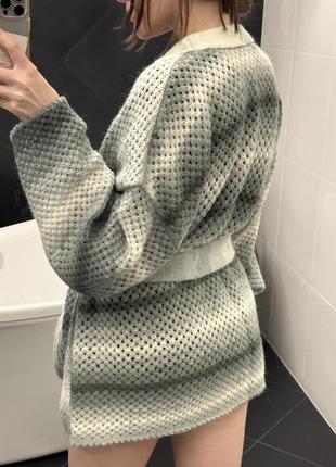 Вязаный кардиган с поясом2 фото