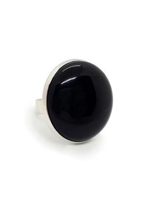 🔺🖤💍 стильне кругле кільце натуральний камінь чорний агат