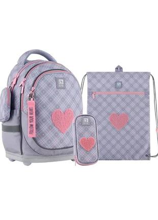 Набор kite рюкзак + пенал + сумка для обуви set_k24-724s-1 fluffy heartme