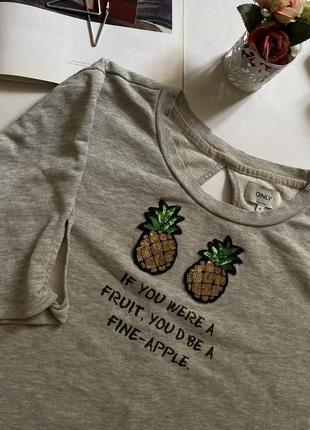 Женская укороченная футболка only 🍍4 фото