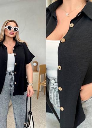 Легкая вискозная рубашка батал с короткими рукавами женская рубашка