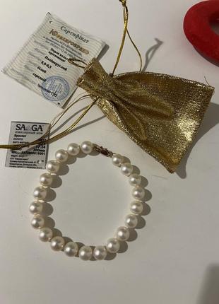 Браслет с жемчугом золото