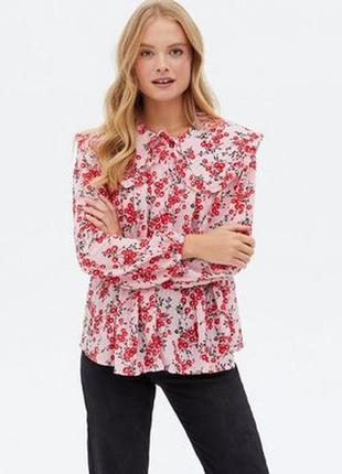 Блуза рубашка в цветы2 фото