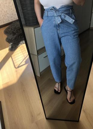 Джинсы, высокая посадка, мом, джоггеры, высокая талия zara