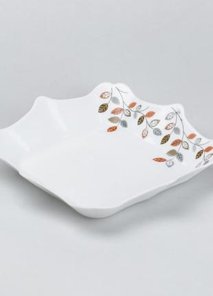 Столовий сервіз 26 квадратних керамічних тарілок білий з квітами10 фото