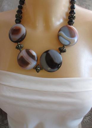 Масивне кольє з розкішного великого агату7 фото