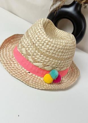 Солом носится соляная шляпа с помпонами pom pom straw hat gap