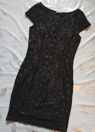 Черно-белое платье с верхом-орнаментальной сеткой "orsay"