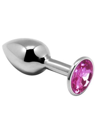 Анальная пробка металлическая с кристаллом alive mini metal butt plug pink m
